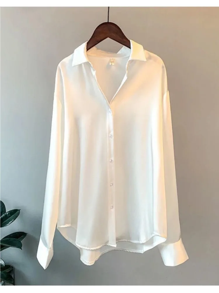 플러스 사이즈 캐주얼 여성 실크 셔츠 2025 새로운  - Silk Blouse 리뷰 및 가격