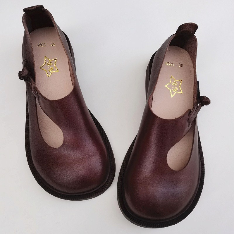 Careaymade-진짜 가죽 큰 신발, 레트로 내셔널 - Womens Heels 리뷰 및 가격