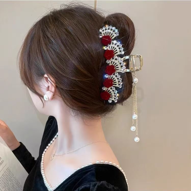 빈티지 레드 플로럴 라인스톤 헤어 클립 (여성용), 합 - Women'S Red Formal Wear 리뷰 및 가격