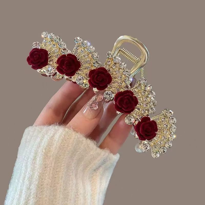 빈티지 레드 플로럴 라인스톤 헤어 클립 (여성용), 합 - Women'S Red Formal Wear 리뷰 및 가격