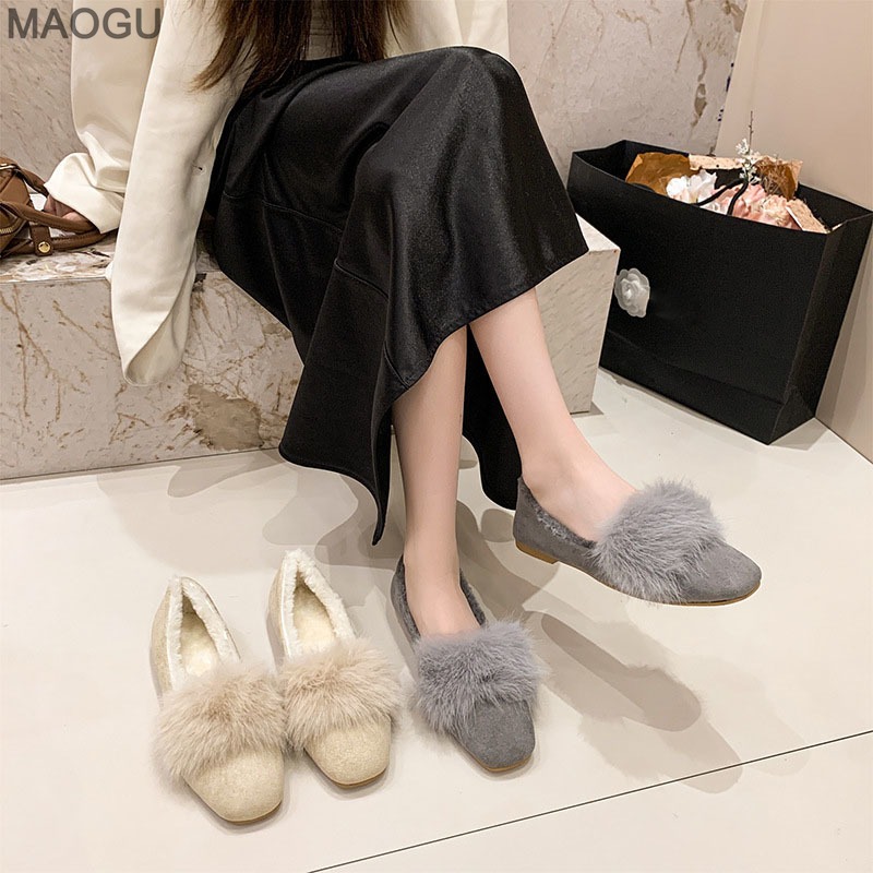 여성용 플러시 플랫 슈즈 2025 가을 겨울 인조 퍼  - Womens Heels 리뷰 및 가격